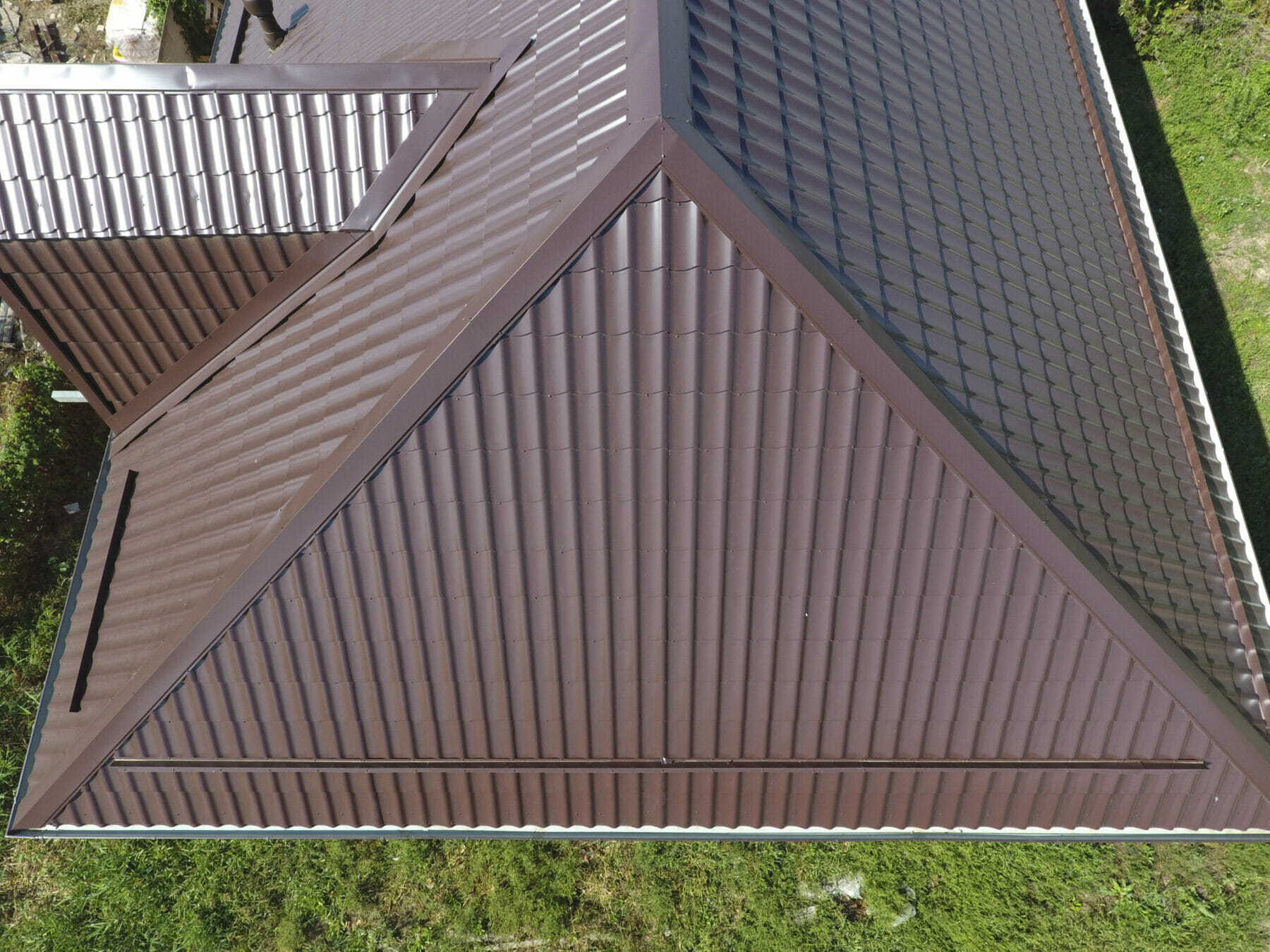 Aerial view of metal roof